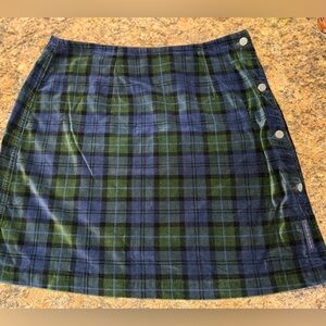 Calvin Klein 90’s Jean Tartan Plaid Mini Skirt Velour Grunge Sz M Preppy classic